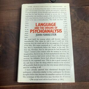 Vintage Language and the Origins of Psychoanalysis John Forrester 1980 Hardcover